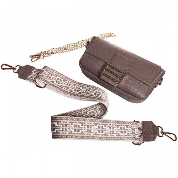 Geanta Dama Crossbody cu bareta lata Piele Grej - Catlin